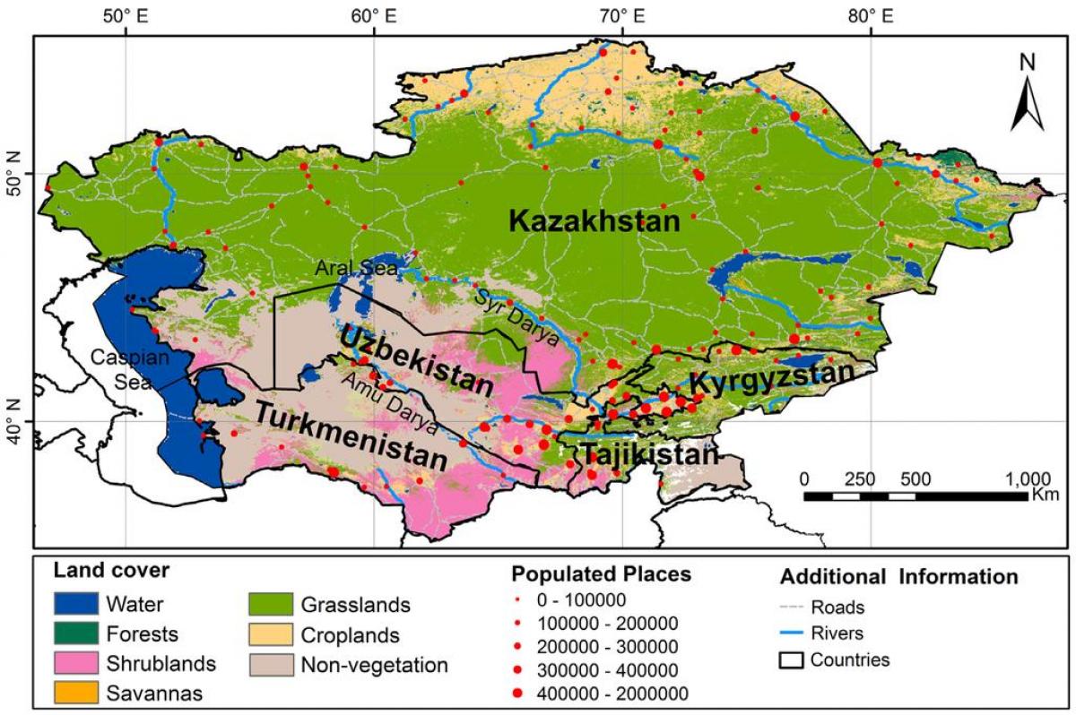 kaart van Kasakstan klimaat