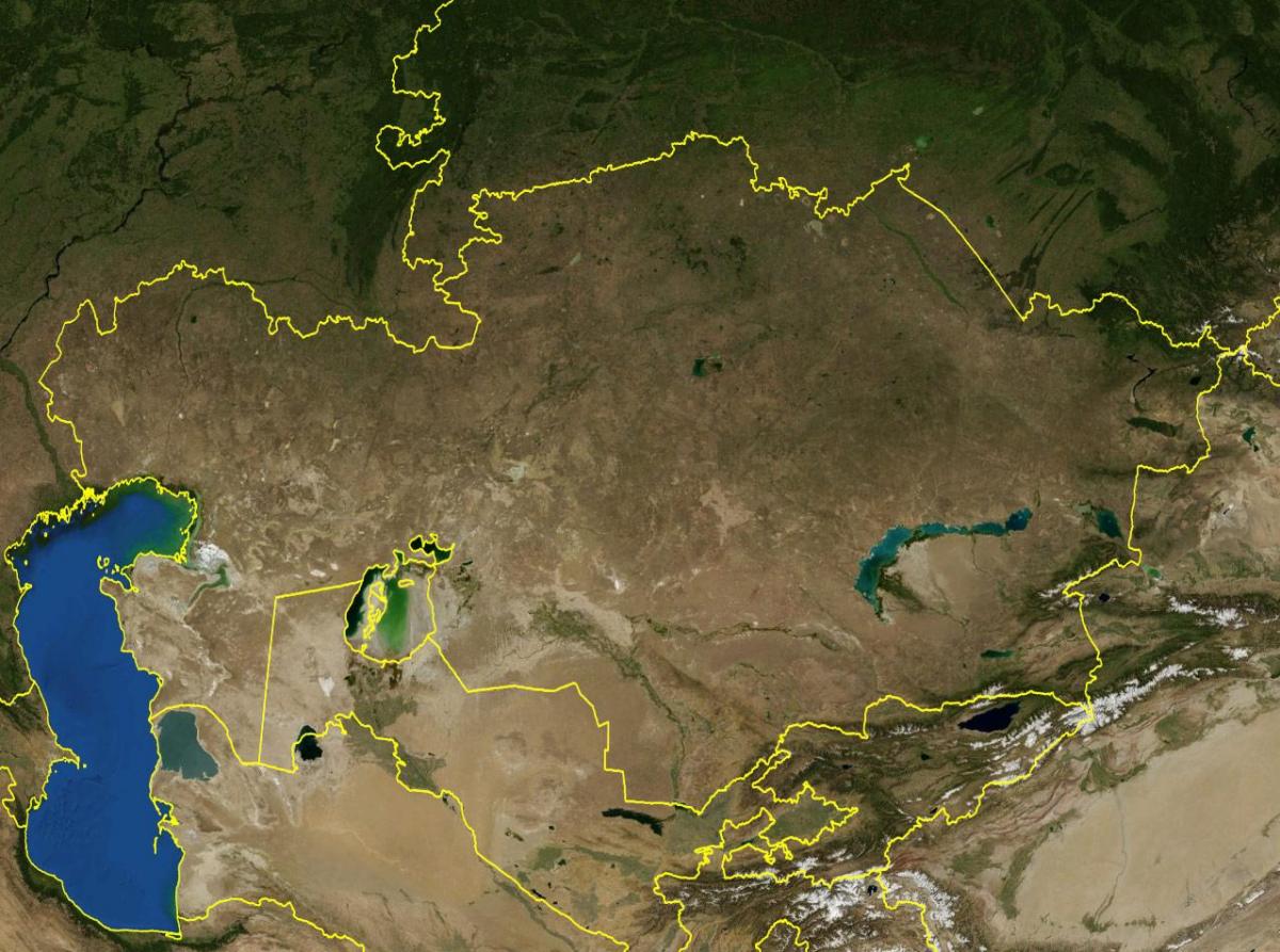 kaart van Kasakstan topografiese
