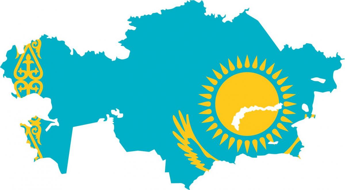 kaart van Kasakstan vlag