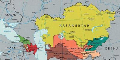 Kaart Kazakhstan omliggende lande