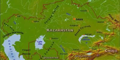 Kaart van Kasakstan fisiese