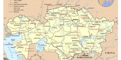 Kaart van Kasakstan lughawens