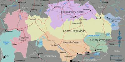 Kaart van Kasakstan streke