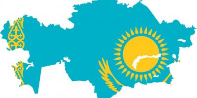 Kaart van Kasakstan vlag